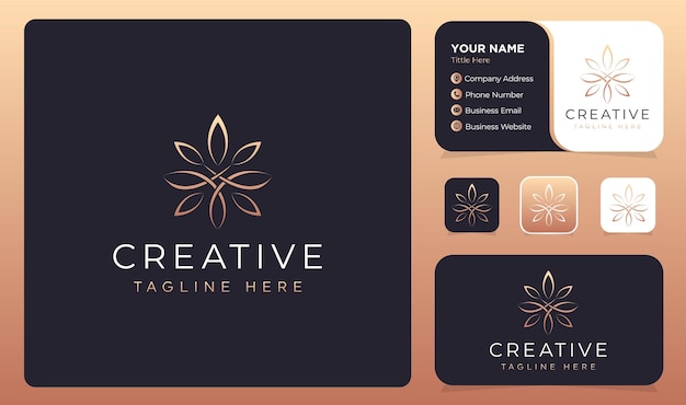 Beauty Flower Spa Logo Design Vector with business card template