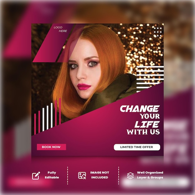 Beauty flyer instagram post and social media template