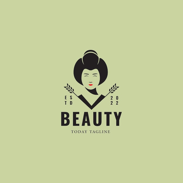 Beauty geisha japan culture logo design vintage