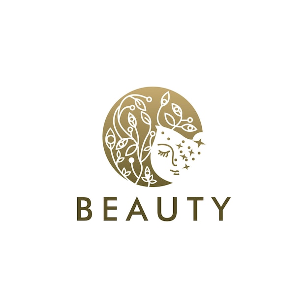 beauty gold woman logo template