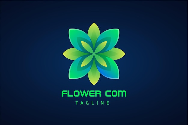 Beauty green flower abstract gradient logo