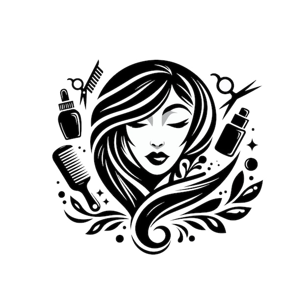 Beauty hair vector on white background