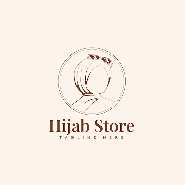 Beauty hijab woman line art elegant logo