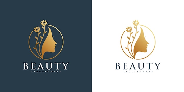 Beauty icon logo template for woman Premium Vector