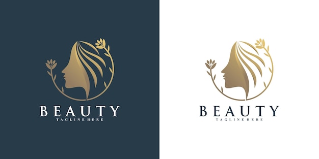 Beauty icon logo template for woman Premium Vector