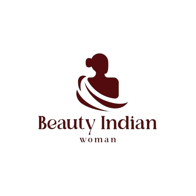 Beauty Indian woman logo Woman silhouette with Indian traditional clothes