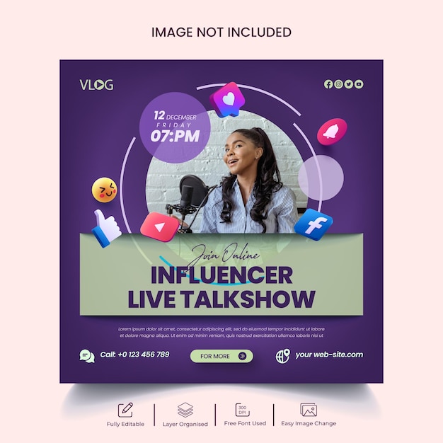 Beauty influencer live streaming Instagram post or social media banner template