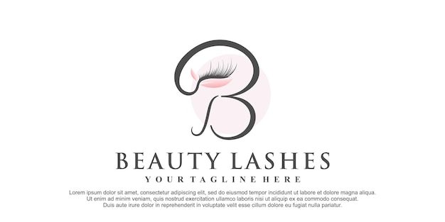 Beauty lashes logo with letter b concept for beauty extention