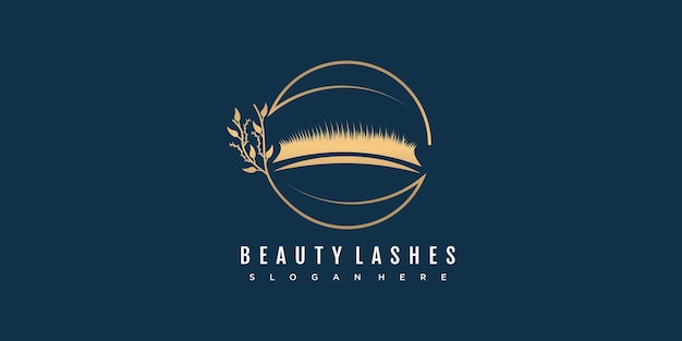 Beauty lashes with floral element icon design template