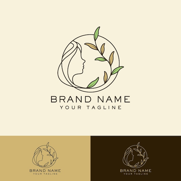 Beauty Leaf Feminine Woman Face logo