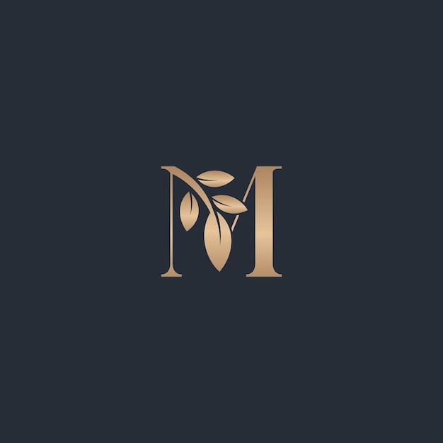 beauty letter logo M leaf luxury logo cosmetic