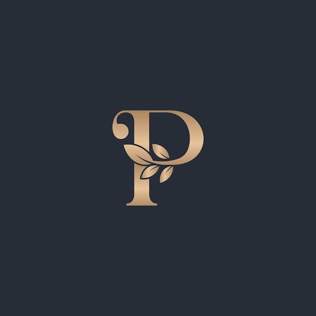 beauty letter logo P leaf luxury logo cosmetic