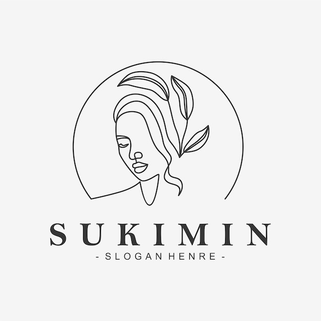 Beauty logo design in line art style