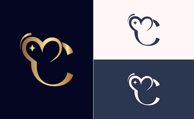 beauty logo design love spa massage letter C