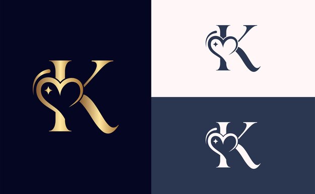 Vector beauty logo design love spa massage letter k