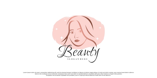 Beauty logo design for salon with women face and creative concept Premium Vector