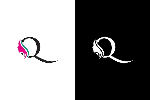 Vector beauty logo design with combination letter q letter q beauty logo design hair beauty design