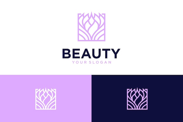 beauty logo design with flower and line art