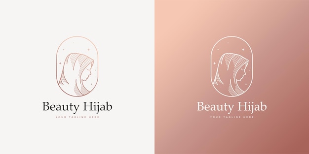 Beauty logo with beautiful gold line art