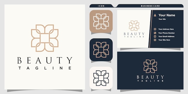 Beauty logo with leaf concept premium vector