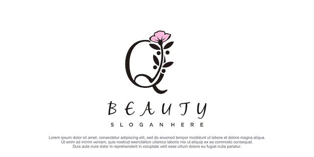 Beauty logo with letter q and flower concept