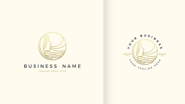 Beauty logo with luxury gold design line art