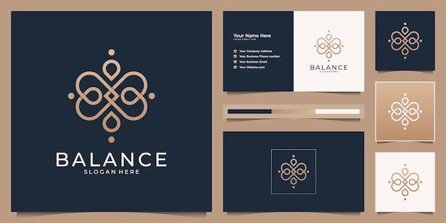 Beauty logos and business cards set for salon, spa and yoga.