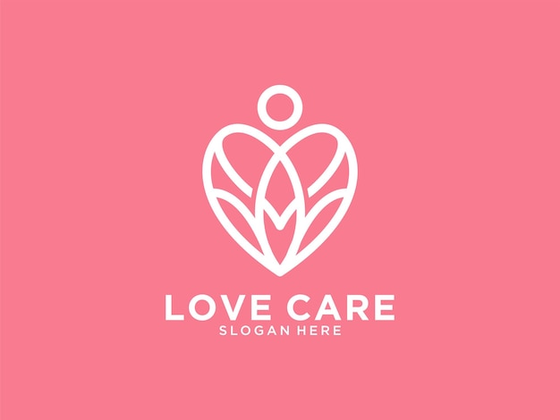 Beauty love care people line art logo design