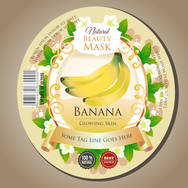 beauty mask banana label sticker