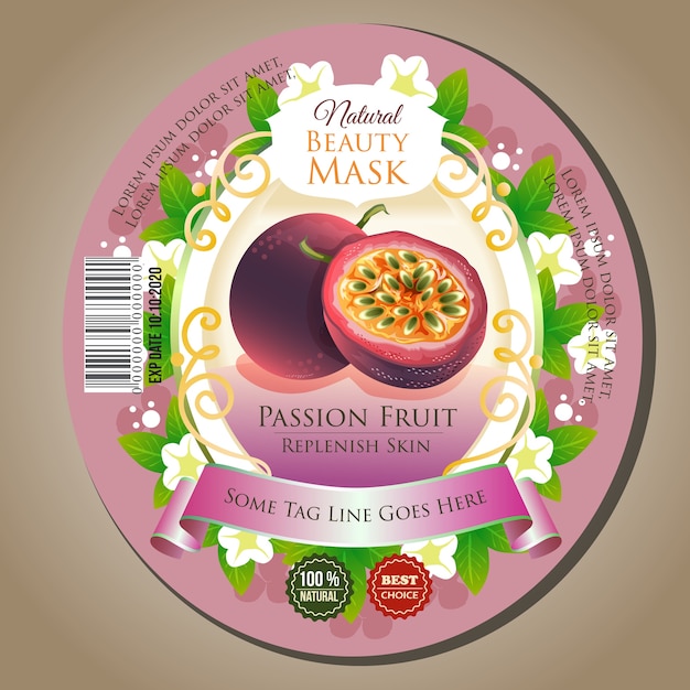 beauty mask passion fruit label sticker