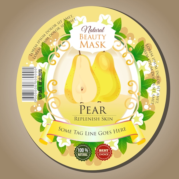 beauty mask pear label sticker