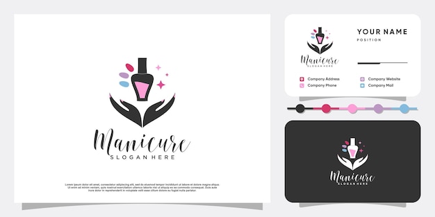 Beauty nail logo design vector with creative unique style Premium Vector