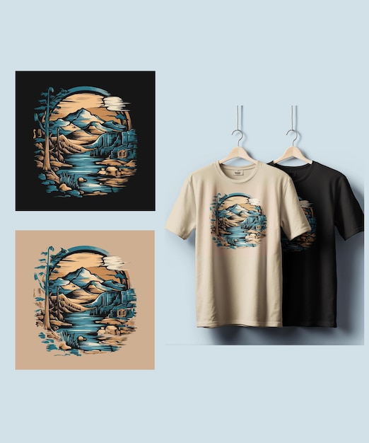 Vector beauty of nature and landscapes t shirt design