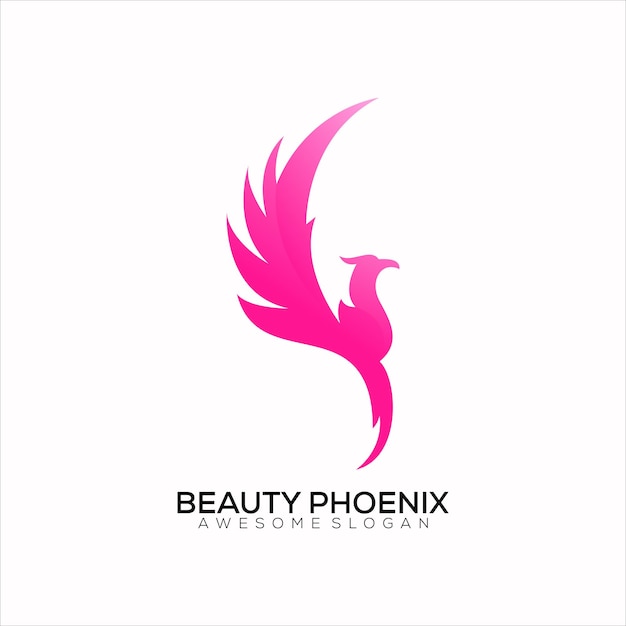 beauty phoenix logo design gradient colorful