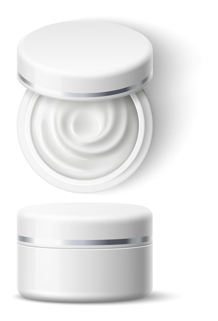 Vector beauty product mockup white plastic lid jar