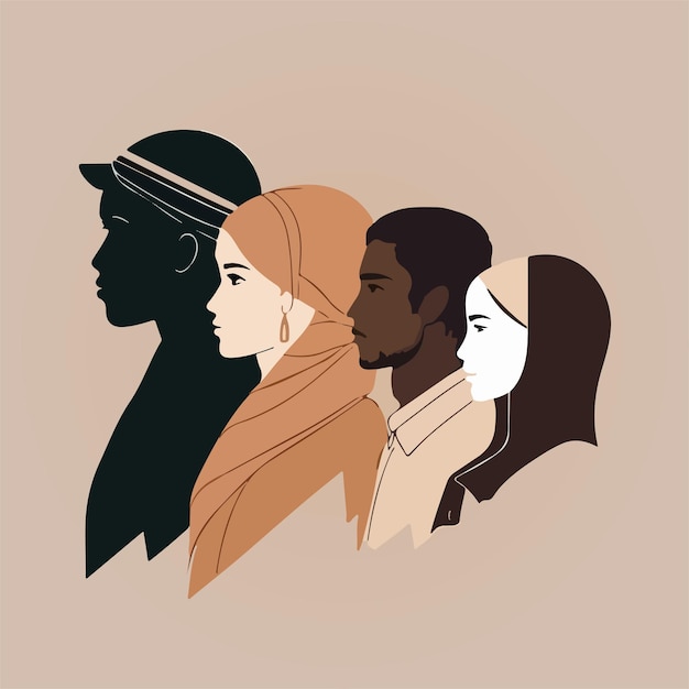 the beauty of racial ethnic diversity minimalist vector illustration concept