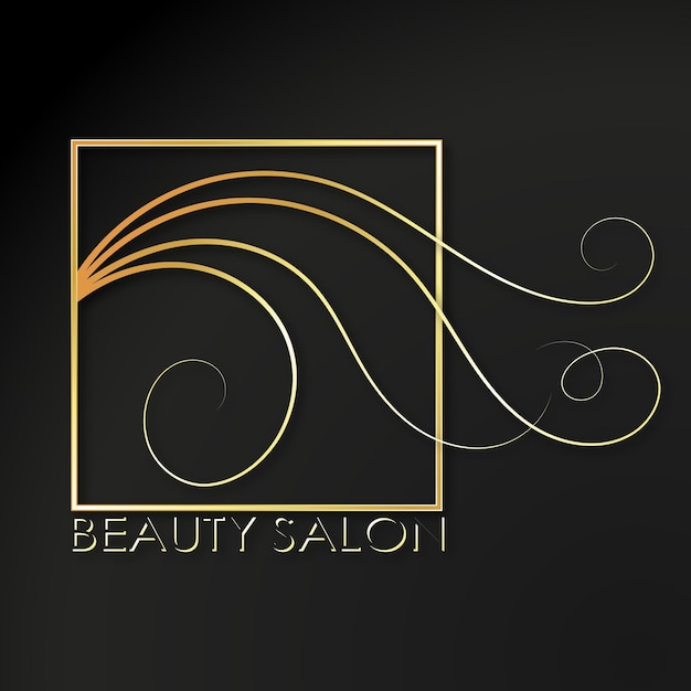 Beauty salon golden symbol of scissors and hair