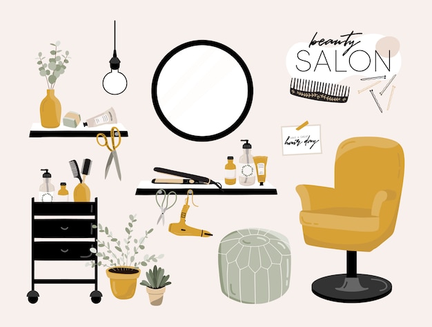 Vector beauty salon interior.