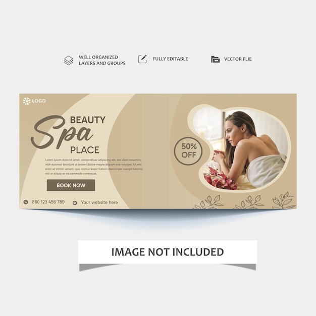 Vector beauty salon social media cover and web banner template design