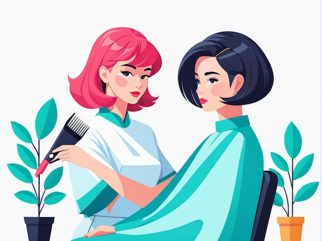 Vector beauty salon woman and hair