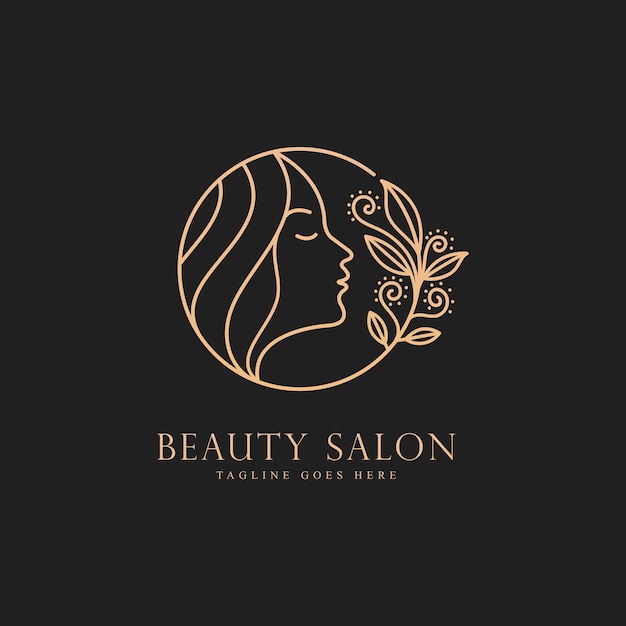 beauty salon woman silhouette logo design vector