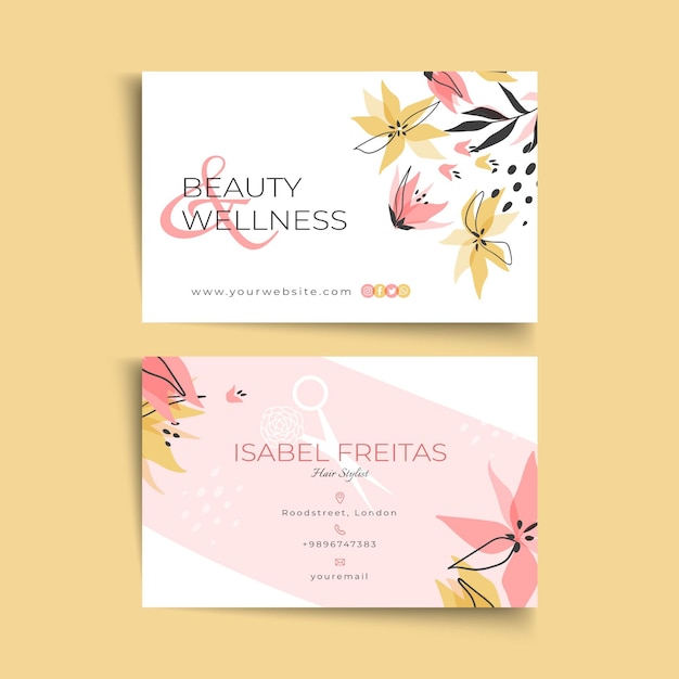 Beauty saloon double-sided businesscard horizontal template