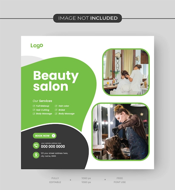 beauty saloon instagram social media post design template