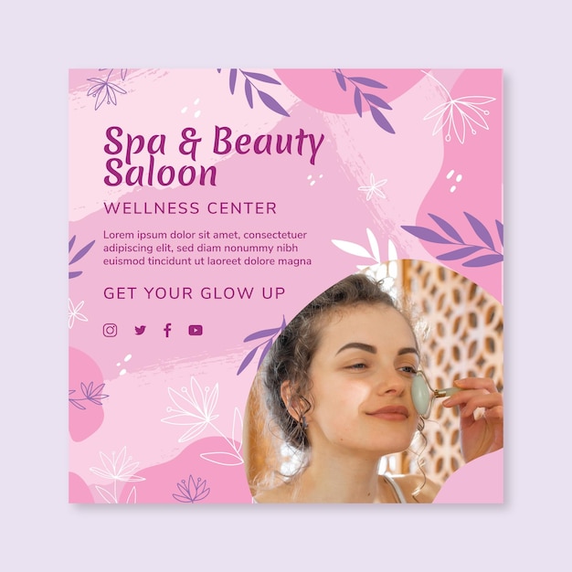 Beauty saloon square flyer template