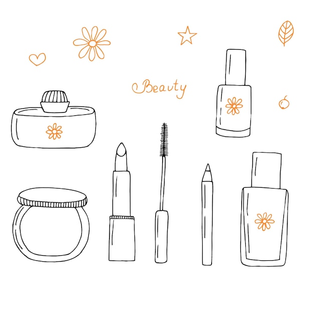 Beauty set vector illustration hand drawing