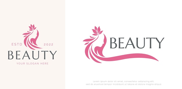 Beauty spa hairstyle and flower logo design