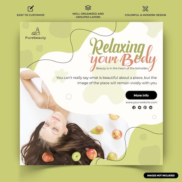 Beauty and Spa  Instagram social media post web banner template vector premium