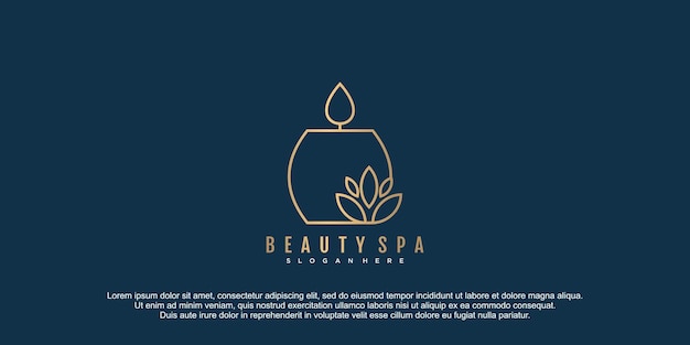 Beauty spa logo lineart design with gradient gold icon illustration