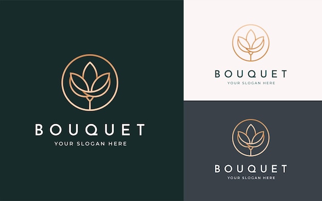 Beauty spa lotus flower logo design line art style