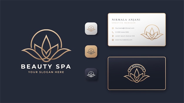 Beauty spa lotus logo and business card design